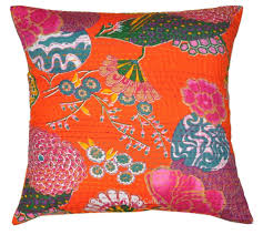 Square kantha stitch cushion cover, for Car, Chair, Decorative, Seat, Sofa, Technics : Handmade