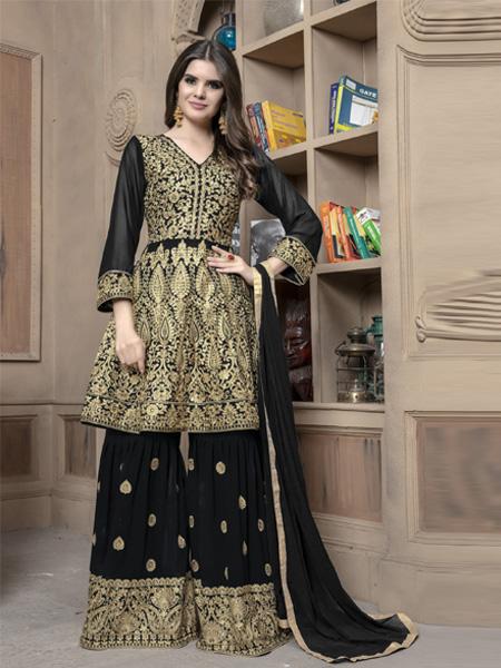 Pakistani Black Sharara Suit, Size : Free Size at Rs 1,899 / Kilogram ...