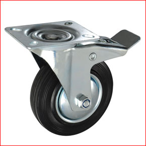 Rubber Caster Wheel with Brake, Load Capacity : Upto 160kg