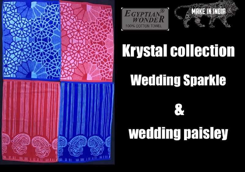 Printed Pure Cotton Krystal Wedding Towels, Technics : Woven