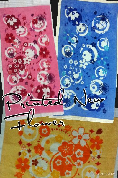 Rectangle Cotton New Flower Printed Towels, for Bath, Beach, Style : Jacquard