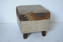 AKKU ART Fabric Wooden Stool, for Home Furniture, Size : 45 X 45 X 45 CM