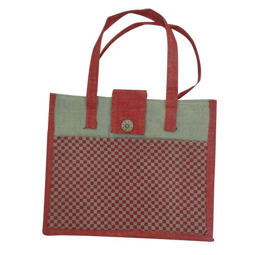 Red Printed Jute Bags, Technics : Hand Made, Closure Type : Snap Button