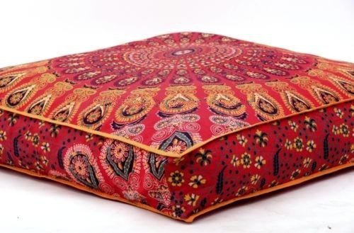 Mangal Kalash Round 100% Cotton cushion cover, for Decorative, Seat, Style : Plain