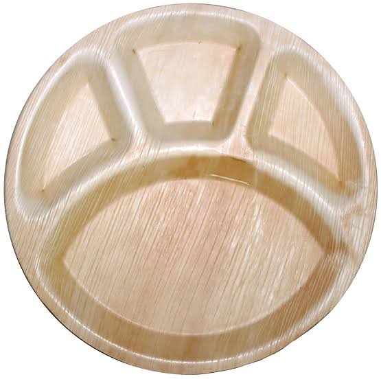 Areca Leaf Round Partition Plates, for Food Serving, Pattern : Plain