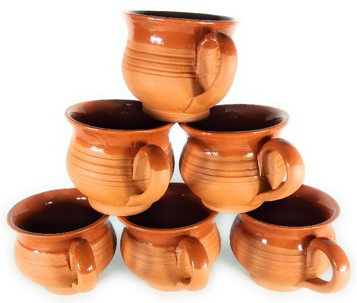 Apanadeal round Polished Terracotta Handicrafts cups, for Drinking Use, Capacity : 0-100ml