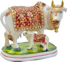 Plain Polished Marble Cow and Calf, Color : White, Creamy