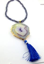 Tear Drop Solar Druzy Pendant with Tassel, for Jewellery, Packaging Type : Polybags, Paper Packets