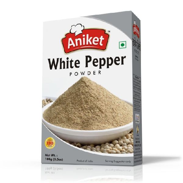 Aniket white pepper powder, Packaging Size : 50gm