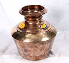 Round Non Polished Brass Pot, for Pooja, Serving, Pattern : Plain, Printed