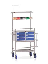 Rectangular Non Polished Aluminium crash cart, for Clinics, Hospitals, Certification : ISI Certification