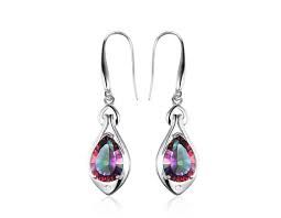 Non Polished Mystic Topaz Silver Earrings, Occasion : Casual Wear