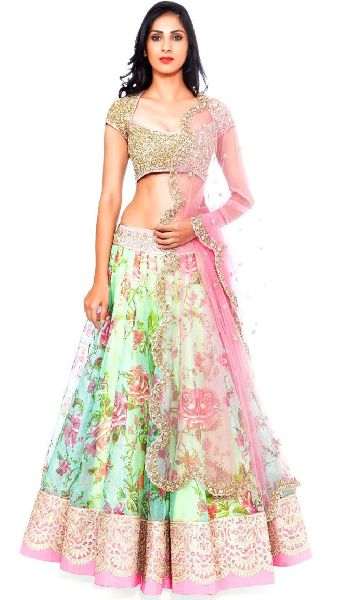 Chiffon Printed Lehenga Choli, Feature : Dry Cleaning, Elegant Design, Stitched