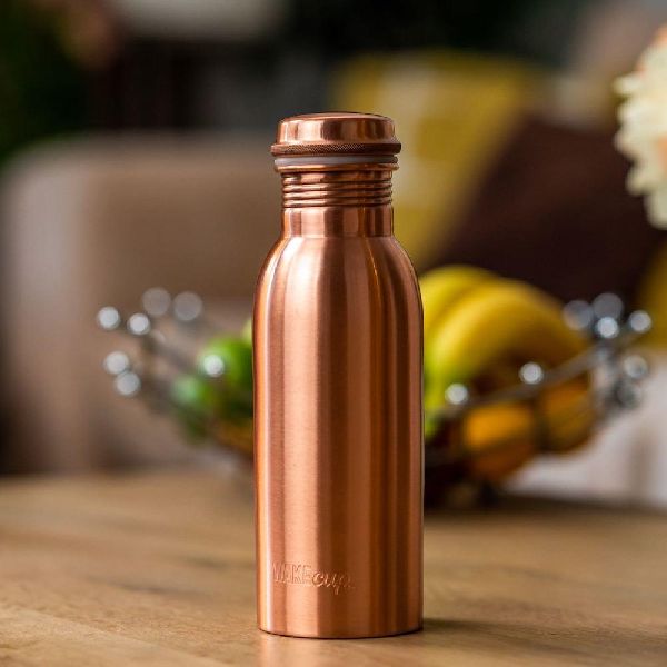 Cylindrical Copper Plain Water Bottle