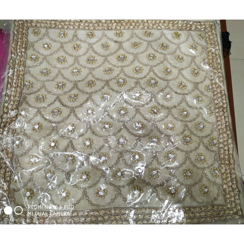 Rectangular Silk Beaded Cushion Cover, for Sofa, Bed, Chairs, Size : 40cm X 40cm