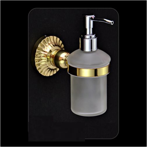 Round Polished Brass Liquid Dispenser Holder (RL-LSD-008), Color : Golden