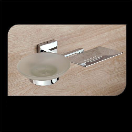Rectangular Metal & Glass Soap Dish (ST-CSD-017), Feature : Fine Finished, Non Breakable, Waterproof