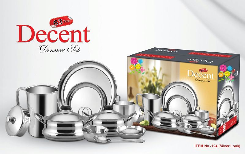 Stainless Steel Decent Dinner Set, for Home Use, Hotels, Restaurant, Feature : Durable, Light Weight