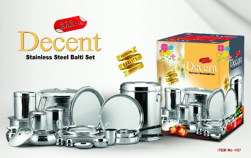 Decent Stainless Steel Balti Set, Feature : High Strength, Durable