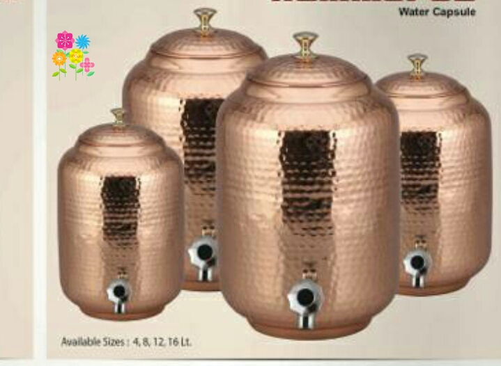 Pure Copper Hammered Water Pot, Capacity : 16 L