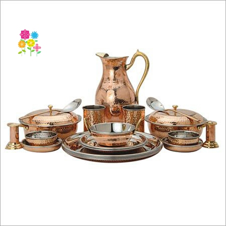 Royal Steel Copper Hammered Dinner Set, for Home Use, Hotels, Restaurant, Feature : Durable, Light Weight