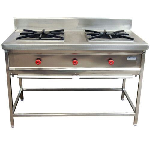 Rectangular Stainless Steel Double Burner Gas Bhatti, for Commercial Use, Certification : ISI Certified