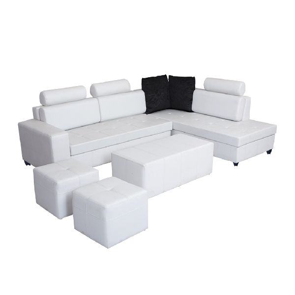 Bharat Lifestyle Orchid Leatherette Sectional Sofa Set (Finish Color - White)
