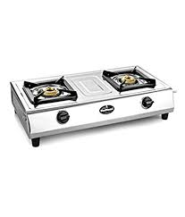 Stainless Steel Two Burner Gas Stove, for Cooking, Feature : Best Quality, Corrosion Proof, High Efficiency