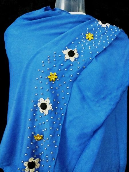 3D Embroidered Blue Stole