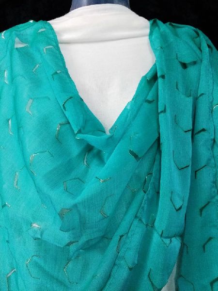 Cotton Printed Laser Cut Scarf, Technics : Woven