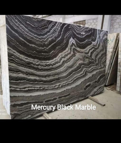 Polished Mercury Black Marble Slabs