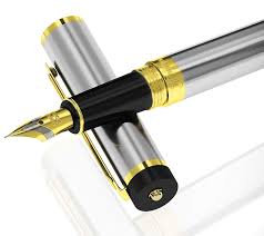 Black Metal Non Polish Fountain Pen, for Signature, Written, Technics : Machine Made