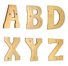 Polished Brass Alphabets, Size : 10inch, 11inch, 12inch, 8inch, 9inch