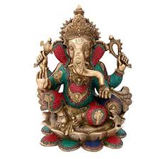 Brass Ganesha Statue, for Garden, Home, Office, Shop, Packaging Type : Carton Box, Thermocol Box