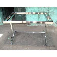 Non Polished Plain steel table, Shape : Rectangular, Round, Square