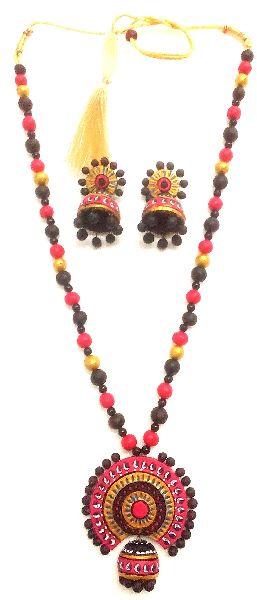 Plain Magnificent Terracotta Necklace Sets, Earrings Type : Studs