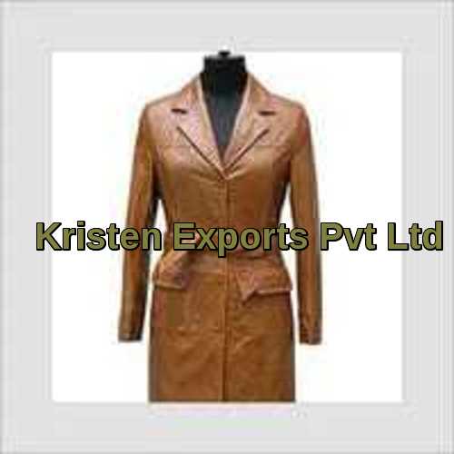 Women Leather Long Coat, Size : S, XL, XXL, Customized, Feature : Anti ...