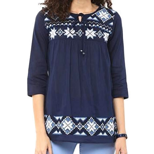 Cotton Embroidered Ladies Fancy Top, Feature : Easily Washable