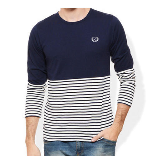 Striped Cotton Mens Fancy T-Shirt, Size : L, XL