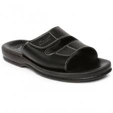 Leather Mens Office Slippers, Color : Black