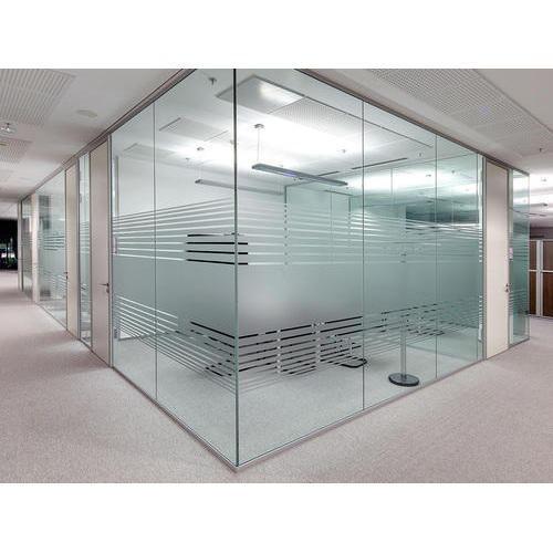 Rectangular Polished Aluminum Glass Partition, for Office, Pattern : Plain