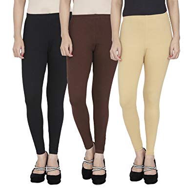 Cotton Lycra Ankle Length Leggings, Pattern : Plain