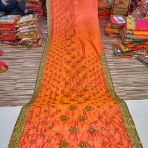 Orange Embroidered Sarees