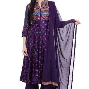 Purple Flared Cotton Dress