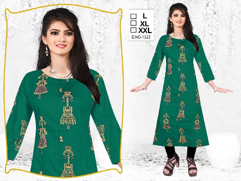 Bhaau Rayon designer kurtis, Size : L, XL, XXL