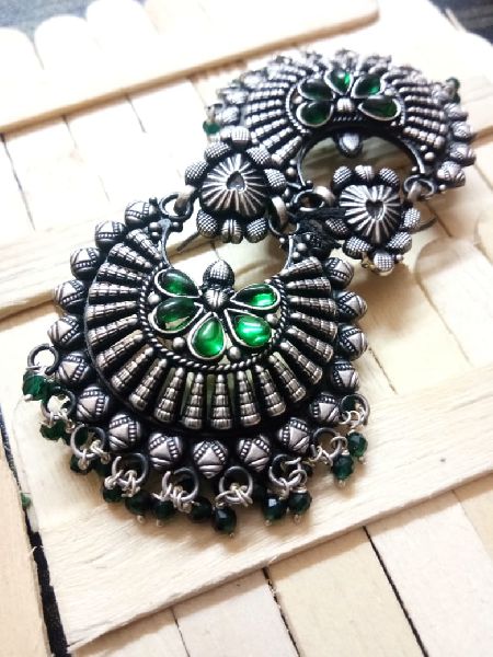 Silver Chandbali, Color : Grey oxidised