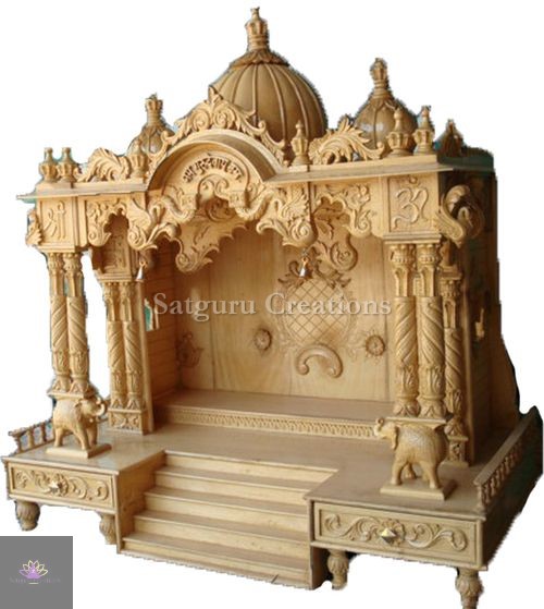 Non Polished Carving Wooden Temple, for Religious/Festive, Size : Multisize