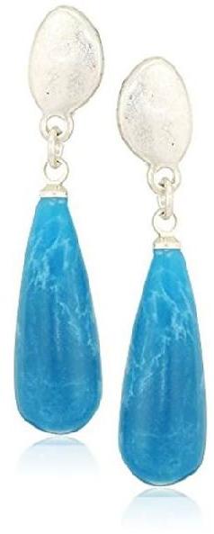 Polished Blue Elongated Stone Earrings, Occasion : Part Wear