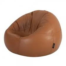 Round leather bean bag, for Sitting, Pattern : Plain