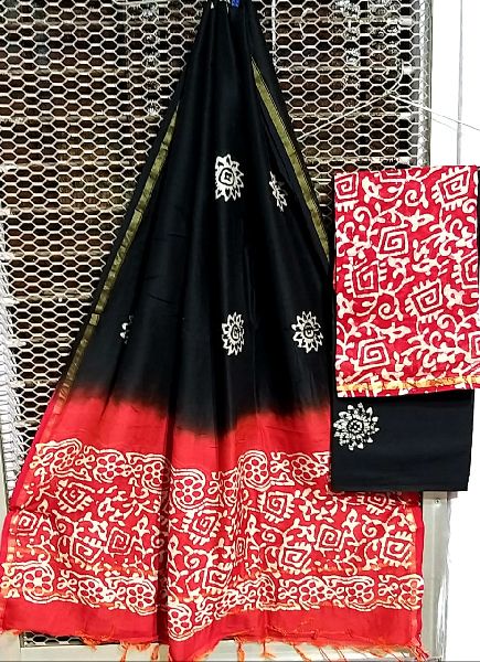 Hand Block Printed Chanderi Cotton Silk Suit Set